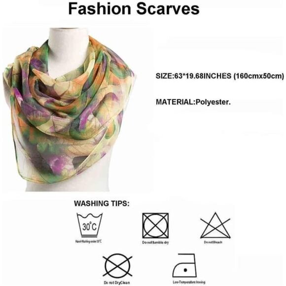 Scarfs for Women Lightweight Scarves Elegant Floral Pattern Sheer - Picture 2 of 5